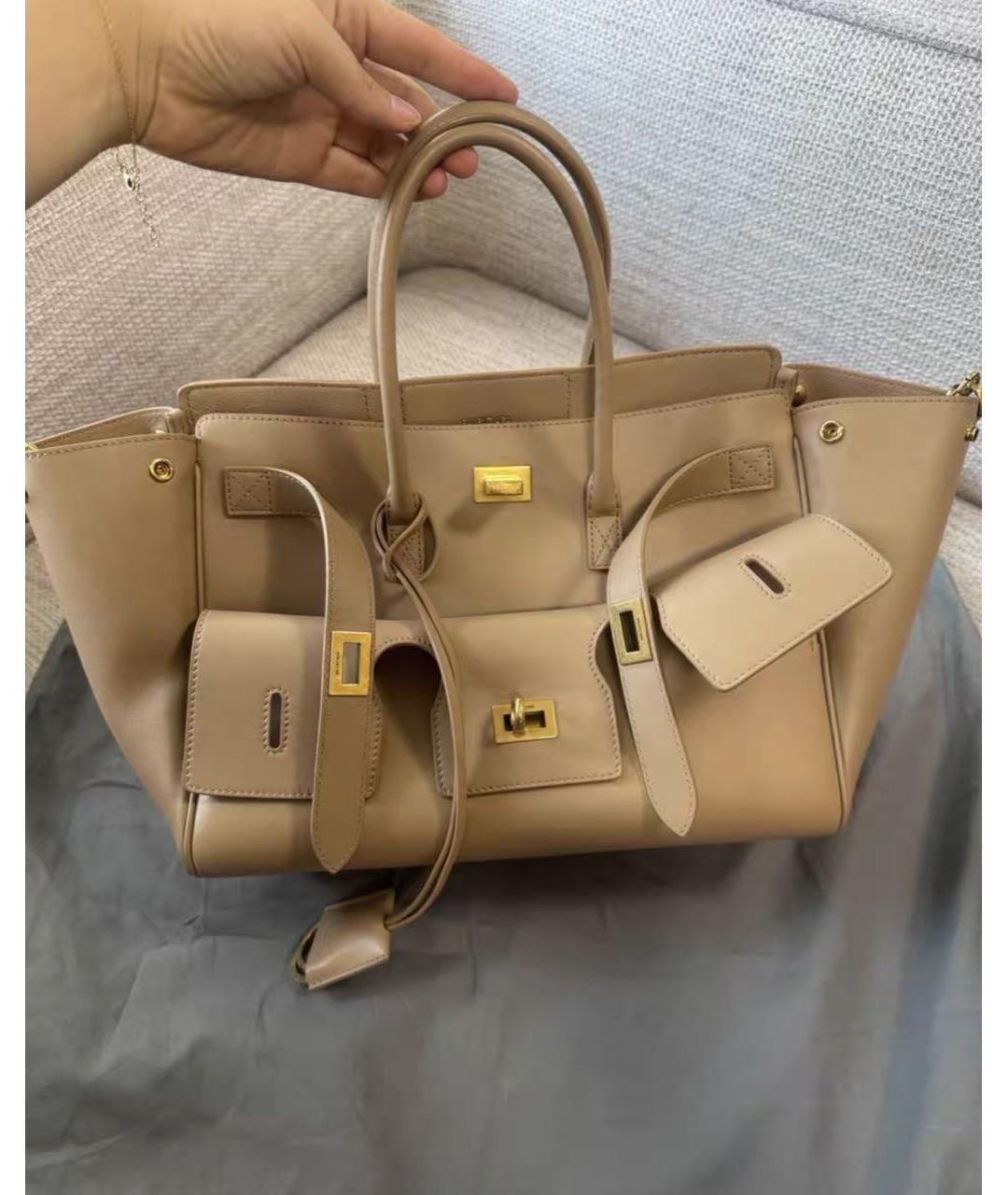 BALENCIAGA Бежевая кожаная сумка тоут, фото 2
