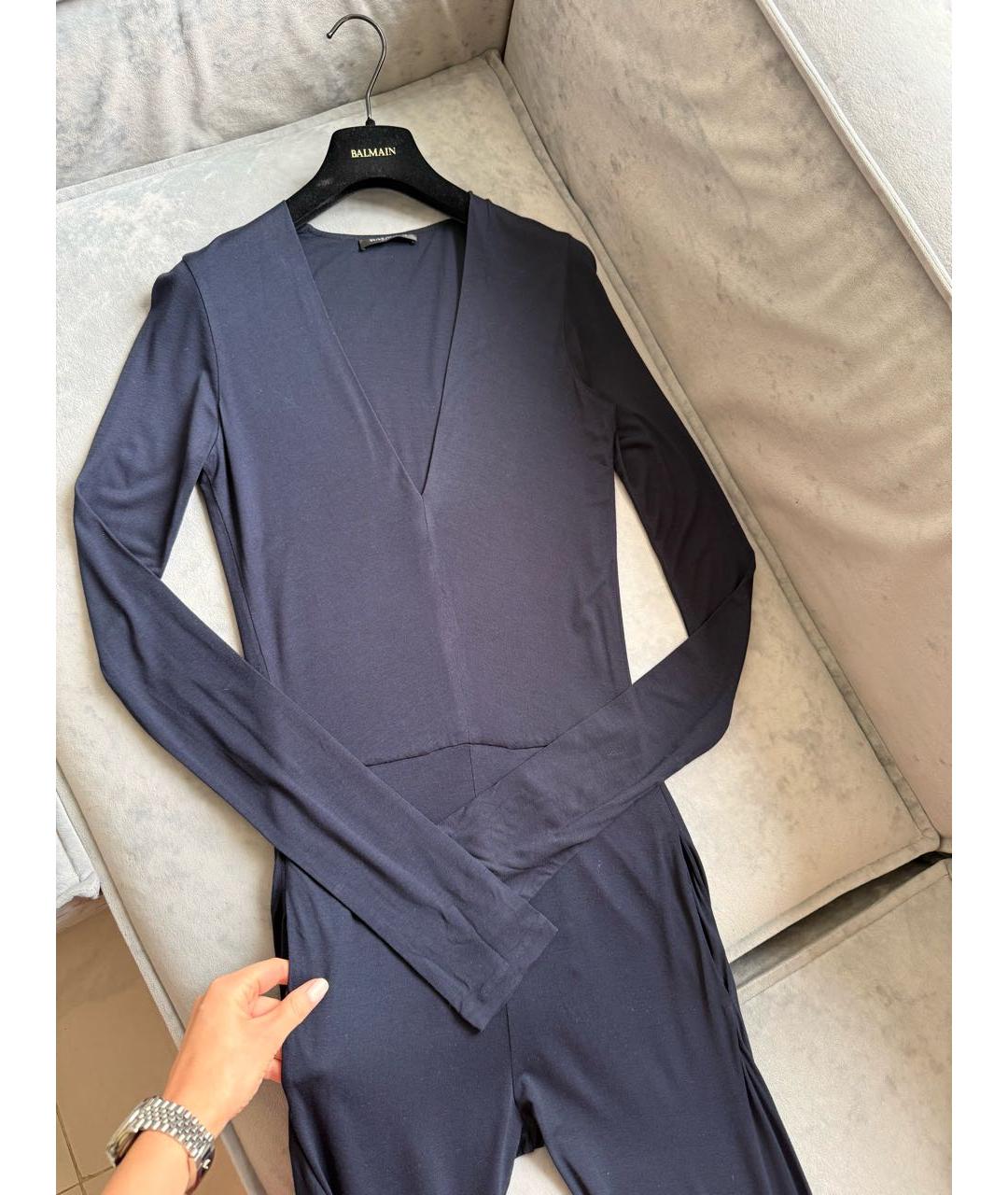 BALMAIN Темно-синий вискозный комбинезон, фото 3