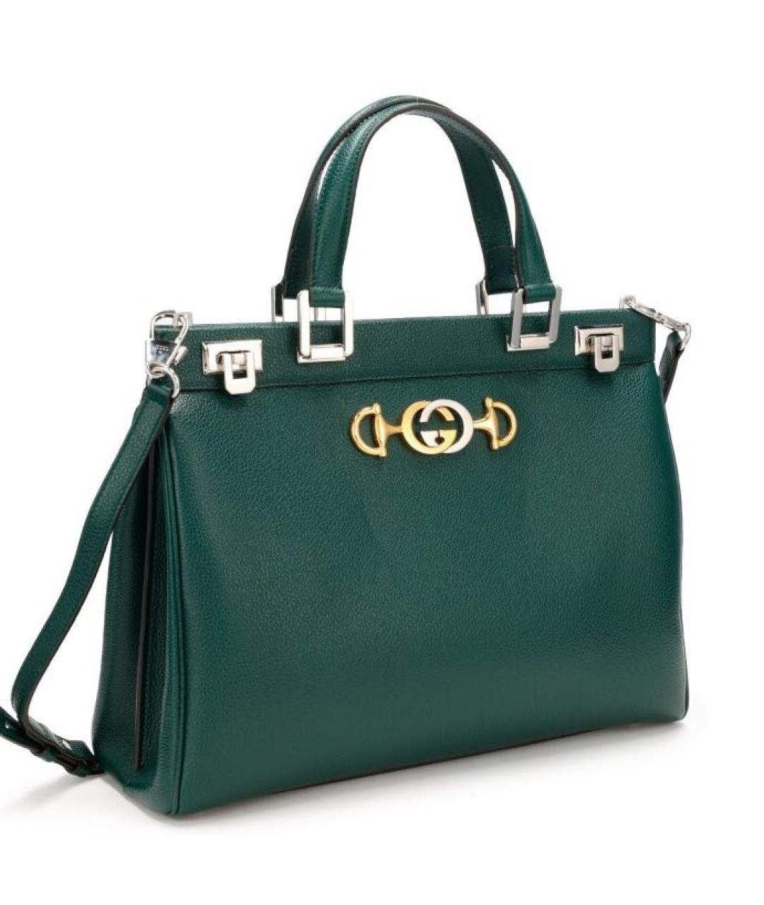 GUCCI Зеленая кожаная сумка тоут, фото 9