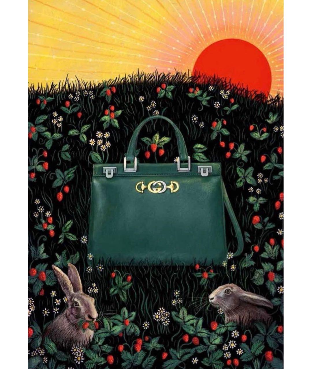 GUCCI Зеленая кожаная сумка тоут, фото 6