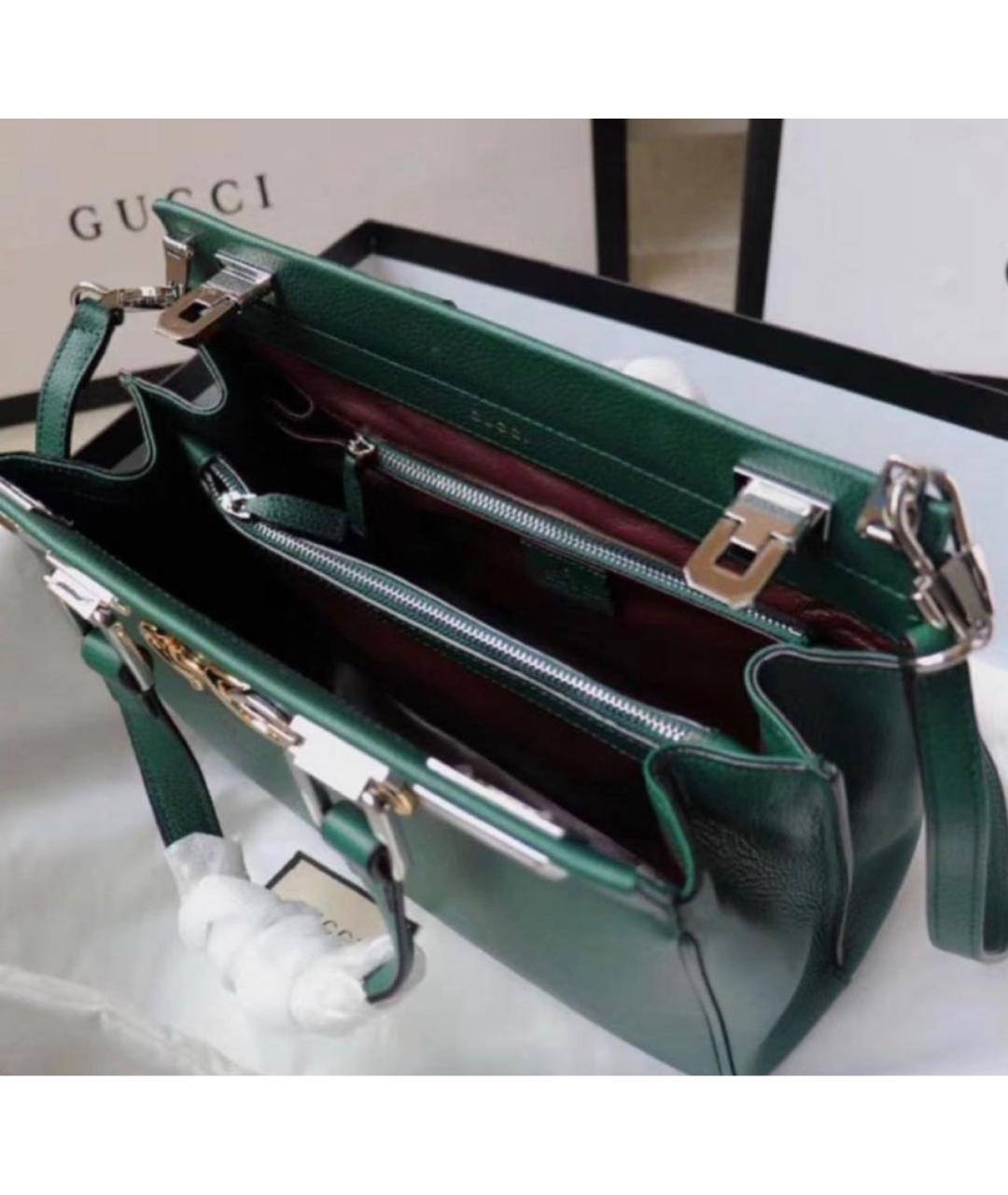 GUCCI Зеленая кожаная сумка тоут, фото 3