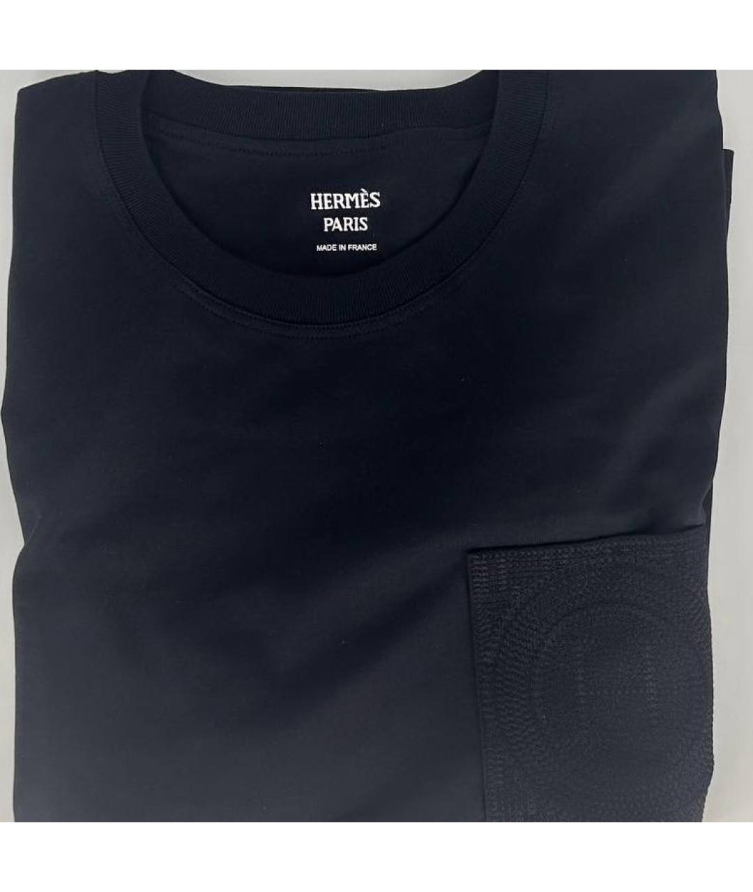 HERMES Черная хлопковая футболка, фото 3