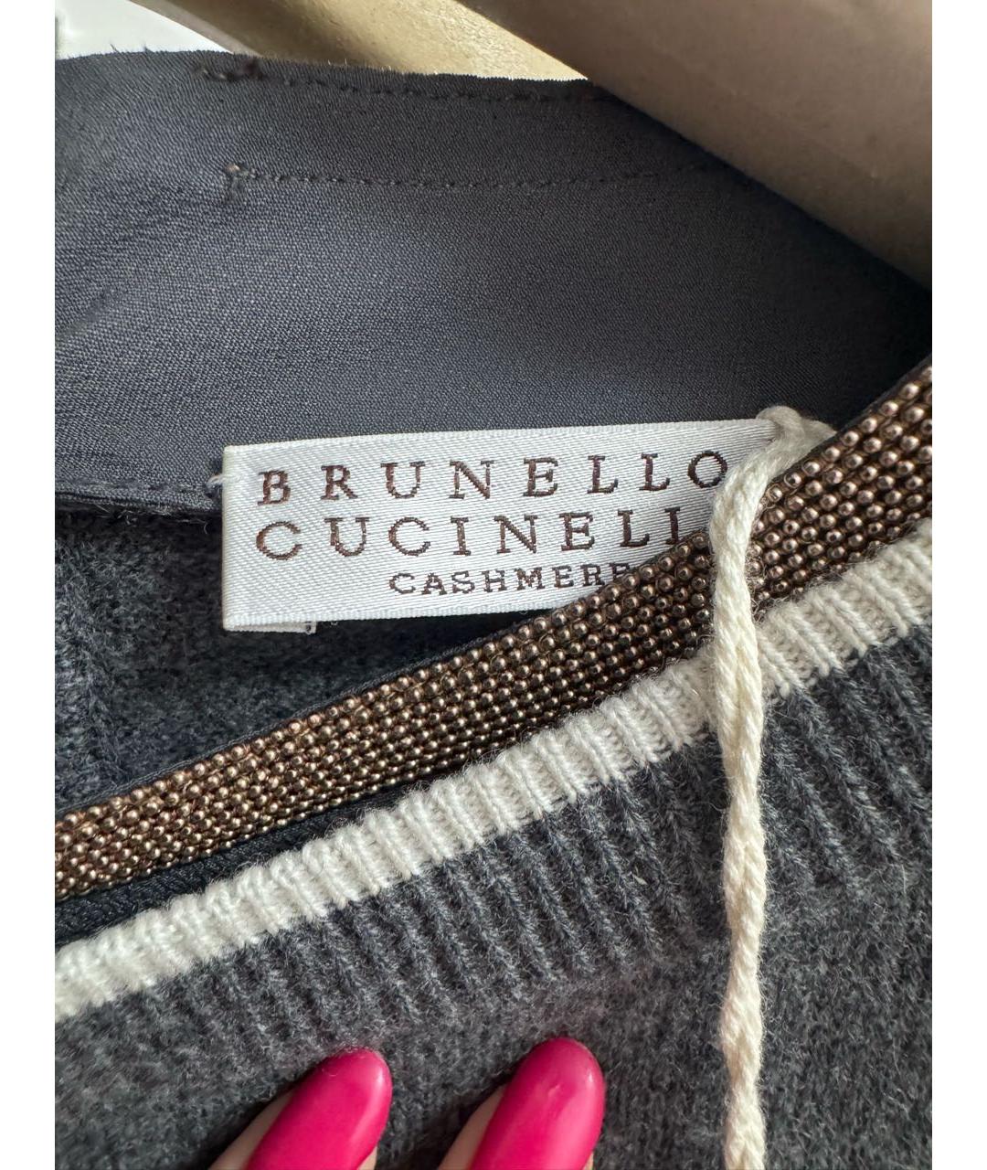 BRUNELLO CUCINELLI Серый кашемировый джемпер / свитер, фото 2