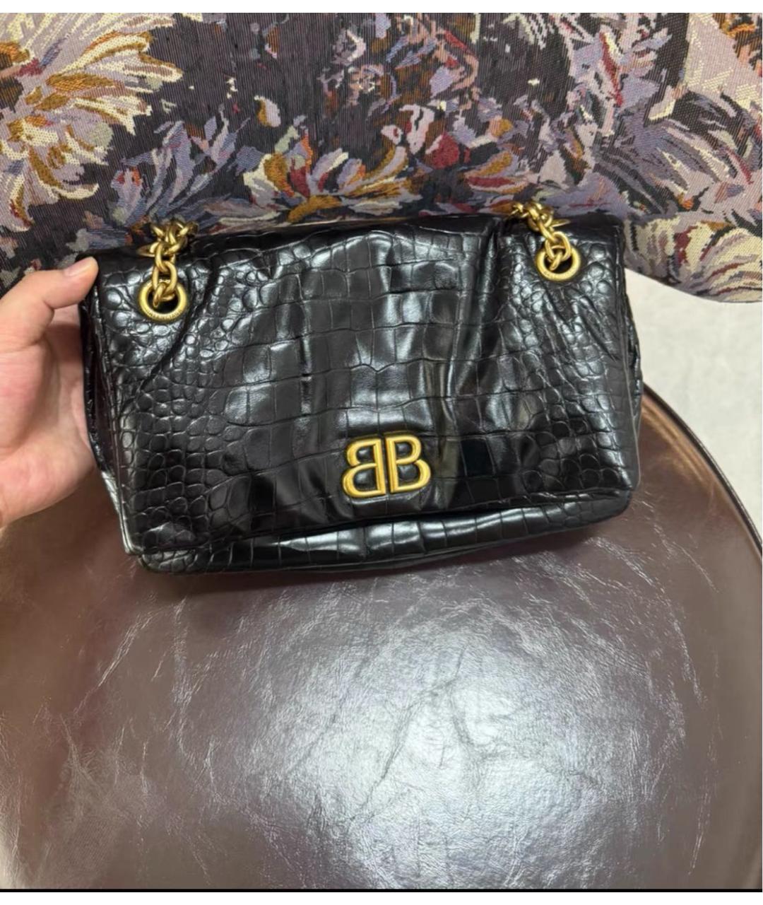 BALENCIAGA Черная кожаная сумка через плечо, фото 2