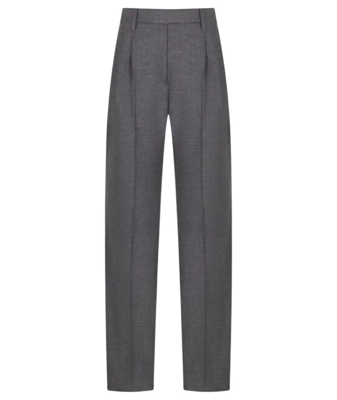 BRUNELLO CUCINELLI Серые шерстяные брюки широкие, фото 1