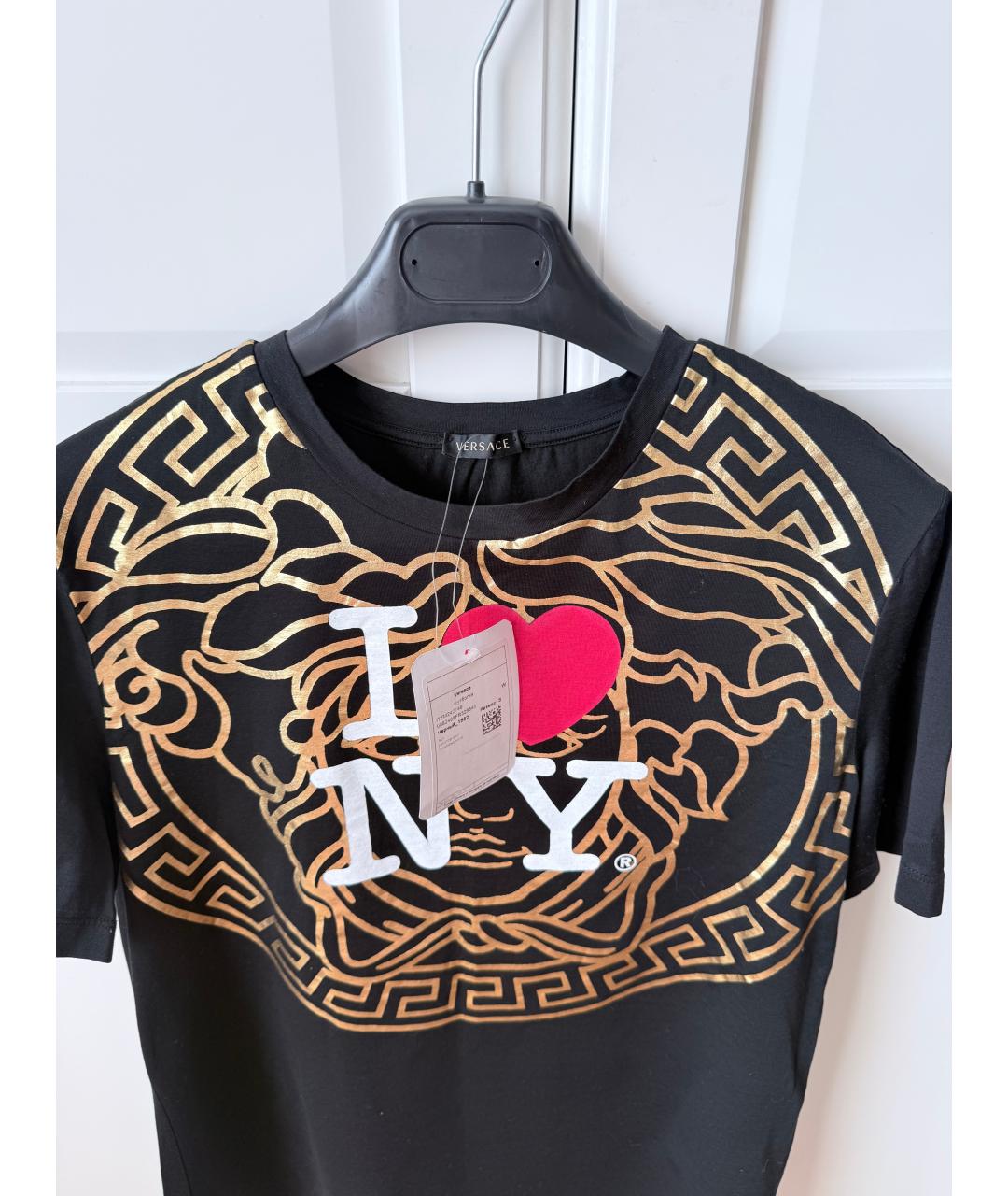 VERSACE Черная хлопковая футболка, фото 4