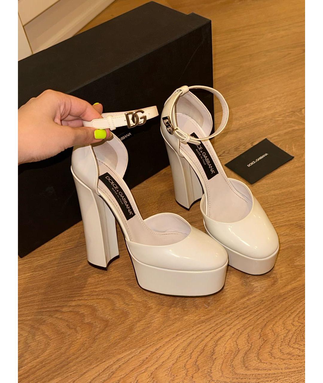 DOLCE&GABBANA Белые туфли из лакированной кожи, фото 2
