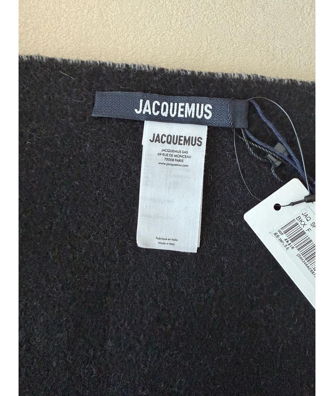 JACQUEMUS Черный шерстяной шарф, фото 2