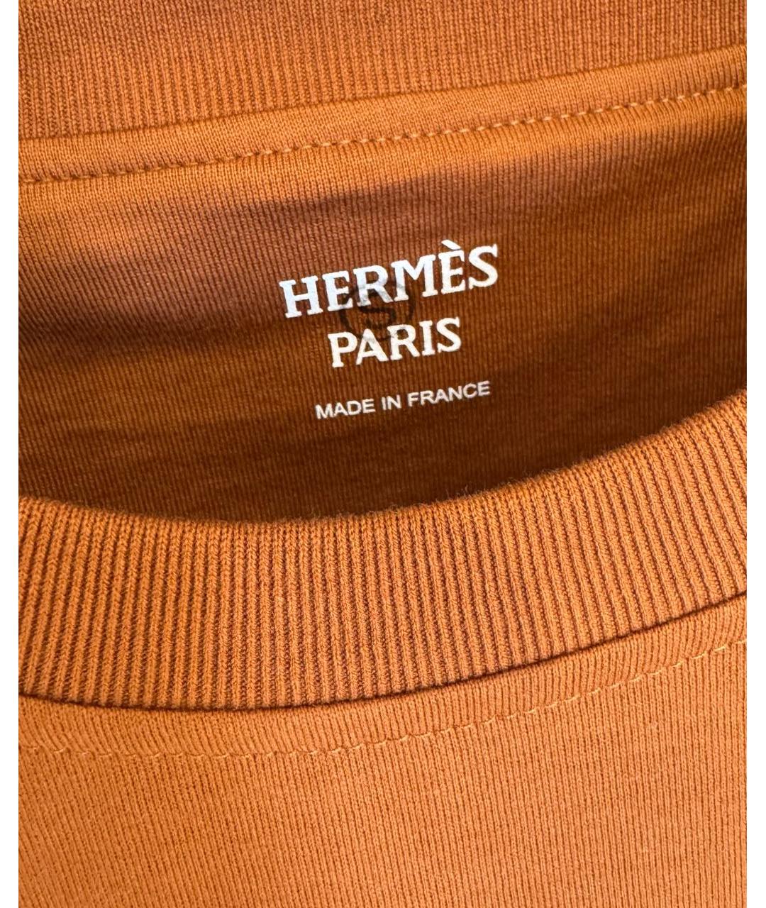 HERMES Коричневая хлопковая футболка, фото 4