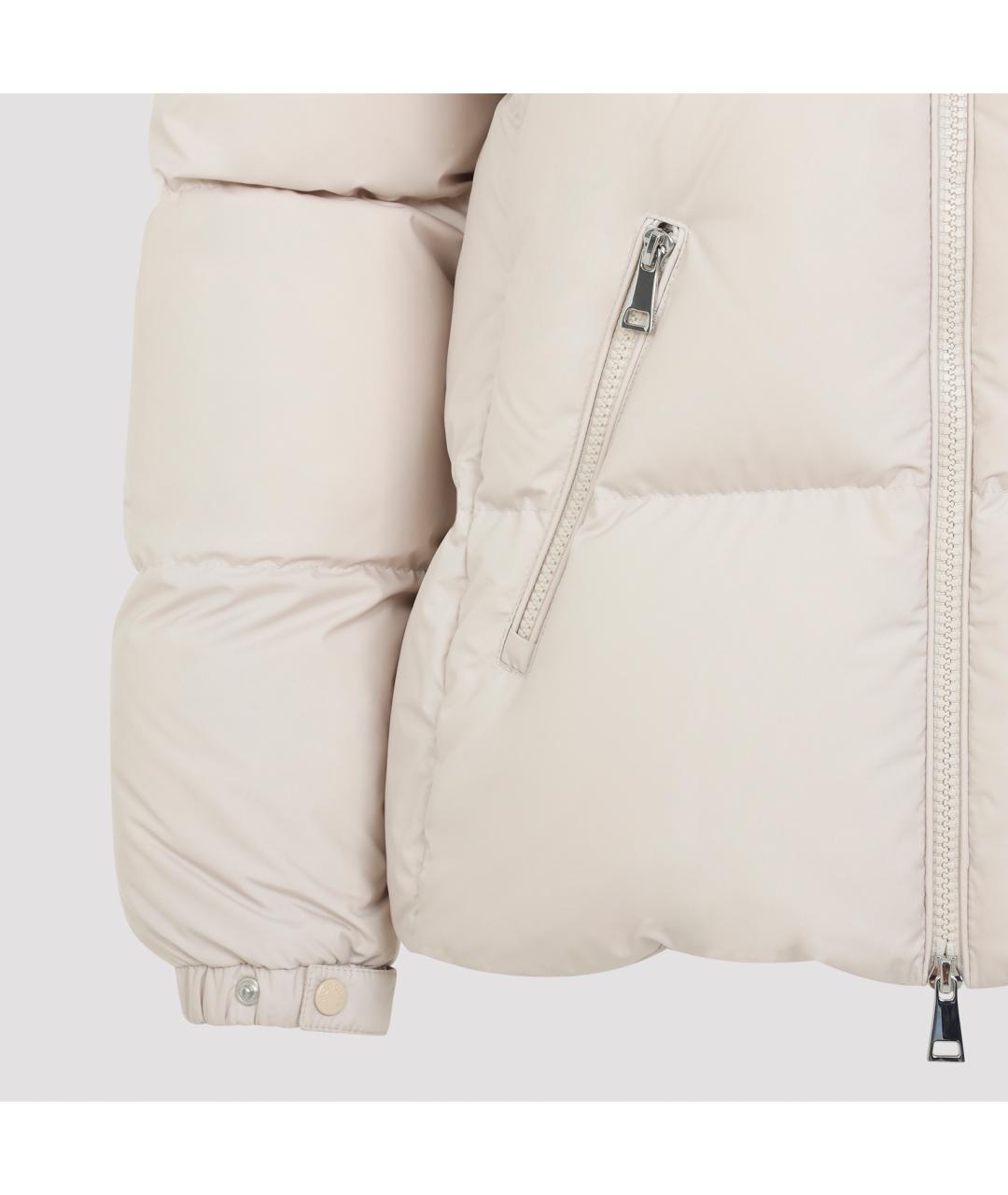 MONCLER Бежевый полиэстеровый пуховик, фото 4