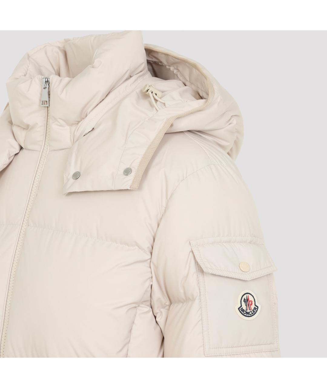 MONCLER Бежевый полиэстеровый пуховик, фото 5