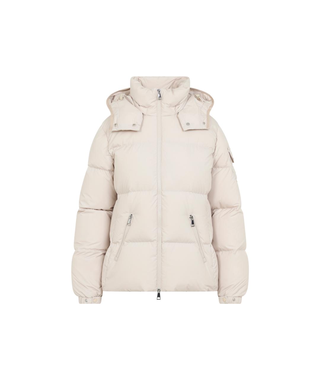 MONCLER Бежевый полиэстеровый пуховик, фото 1