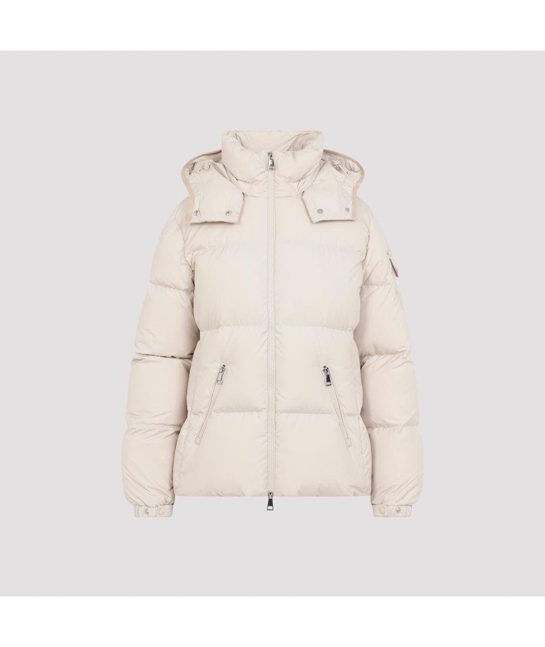 MONCLER Бежевый полиэстеровый пуховик, фото 2
