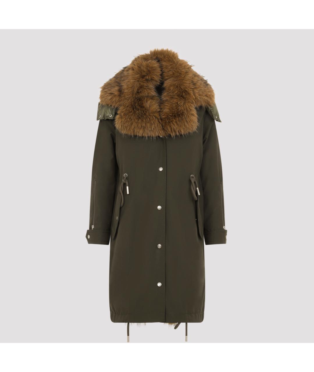 MONCLER Зеленое полиамидовое пальто, фото 2
