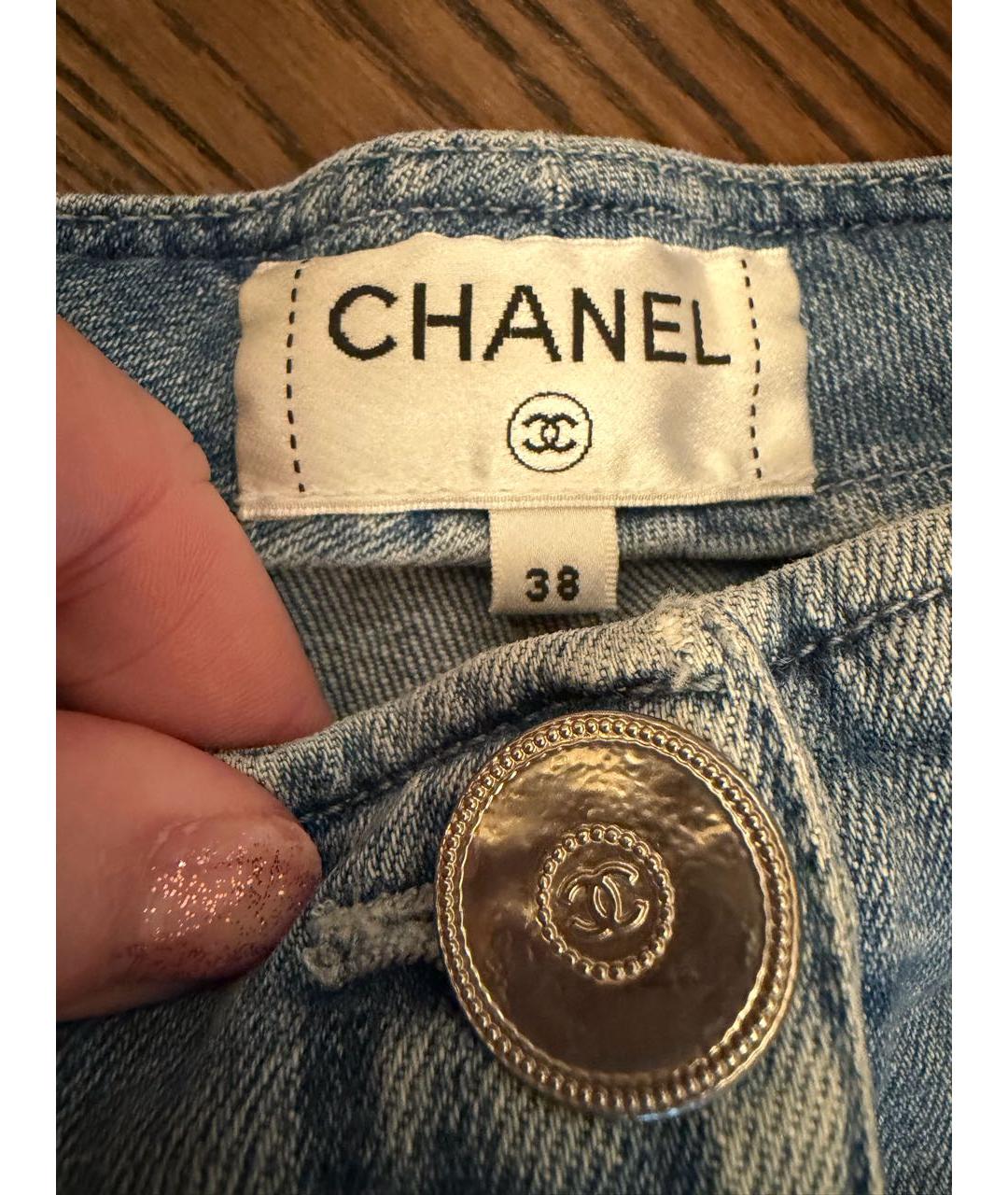 CHANEL Голубые хлопковые прямые джинсы, фото 2