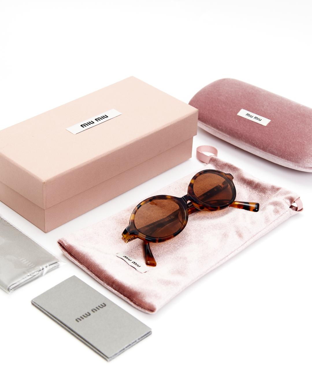 MIU MIU Коричневые пластиковые солнцезащитные очки, фото 5