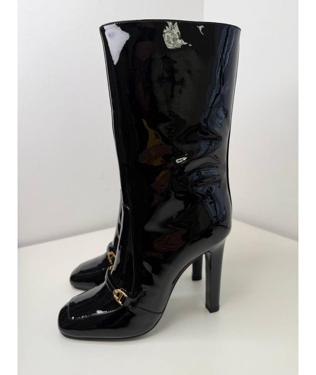 SAINT LAURENT Черные сапоги из лакированной кожи, фото 9
