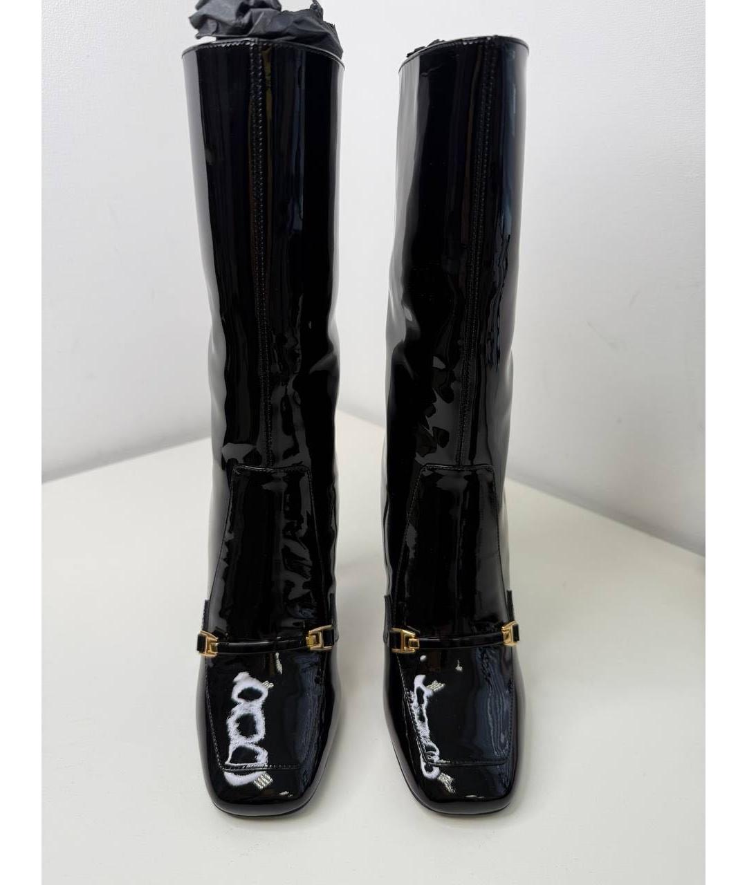 SAINT LAURENT Черные сапоги из лакированной кожи, фото 2