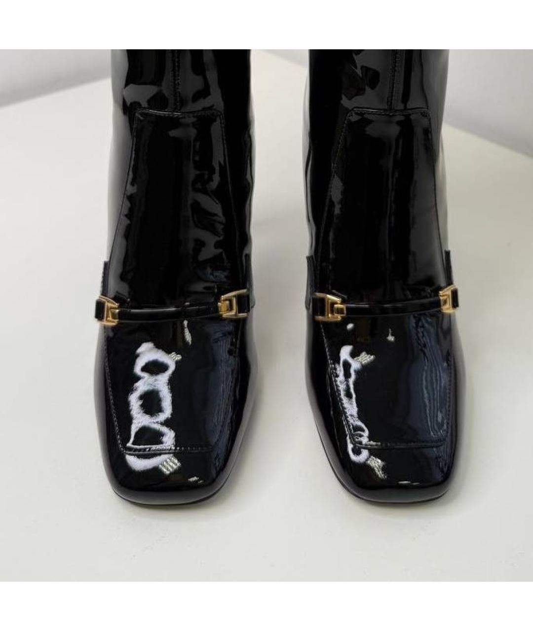 SAINT LAURENT Черные сапоги из лакированной кожи, фото 3