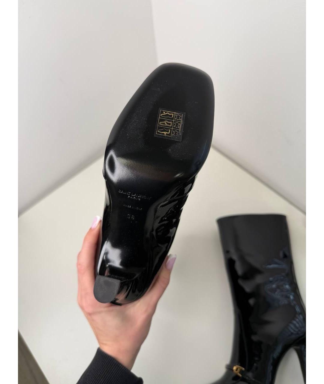 SAINT LAURENT Черные сапоги из лакированной кожи, фото 8