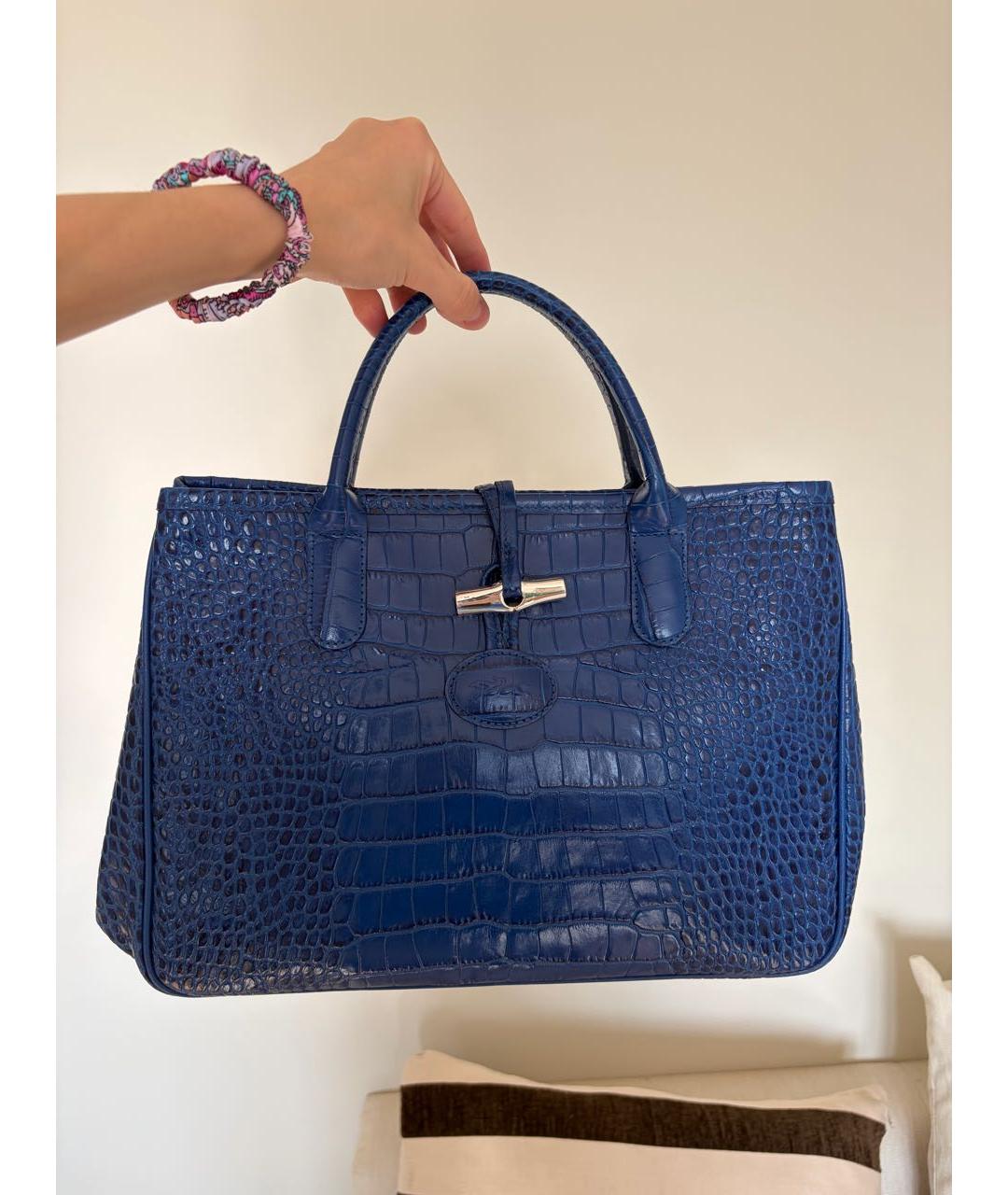 LONGCHAMP Синяя кожаная сумка тоут, фото 2