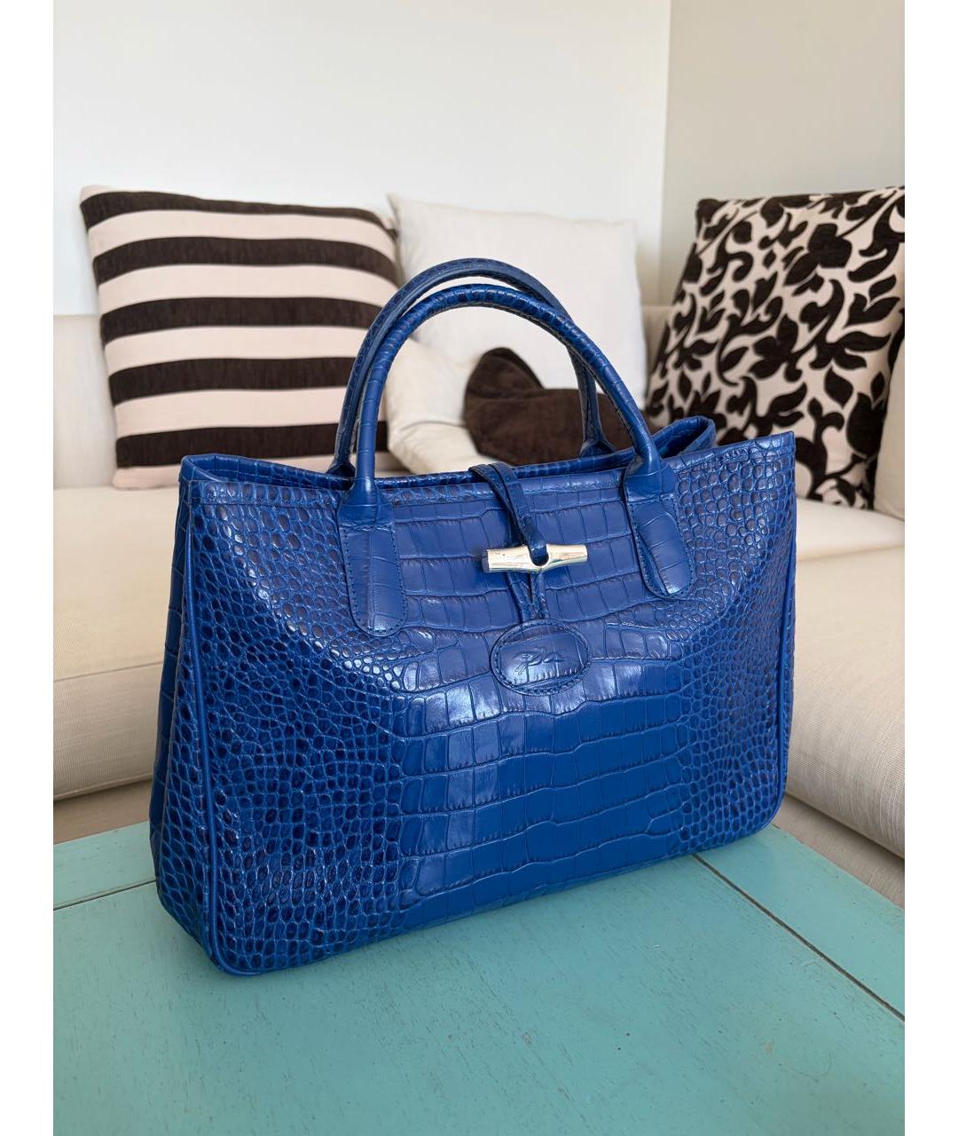 LONGCHAMP Синяя кожаная сумка тоут, фото 9