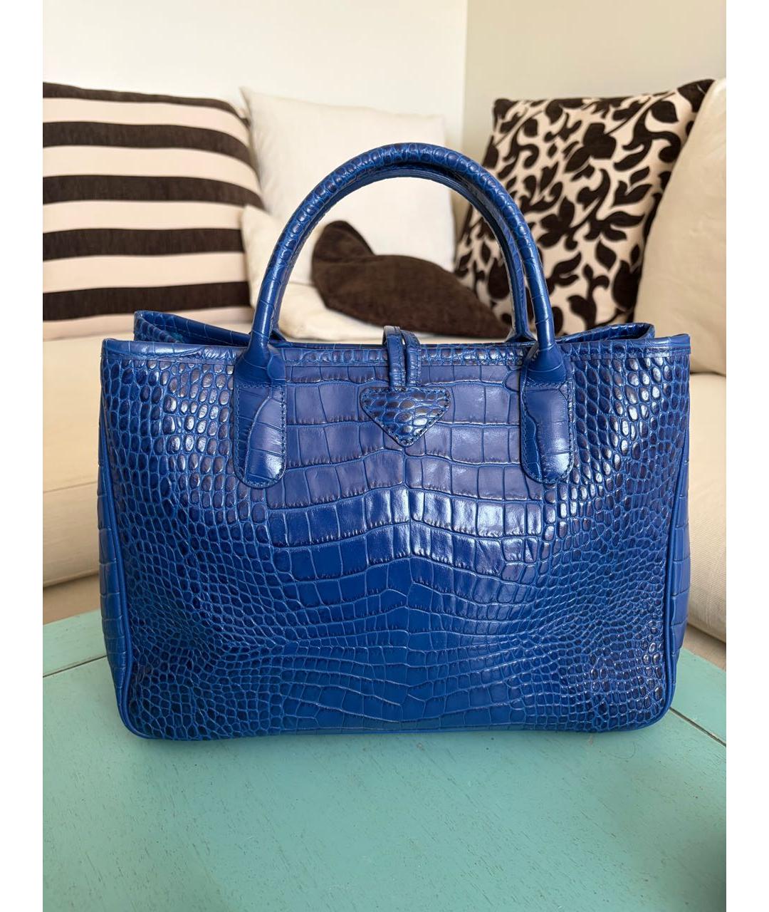 LONGCHAMP Синяя кожаная сумка тоут, фото 3