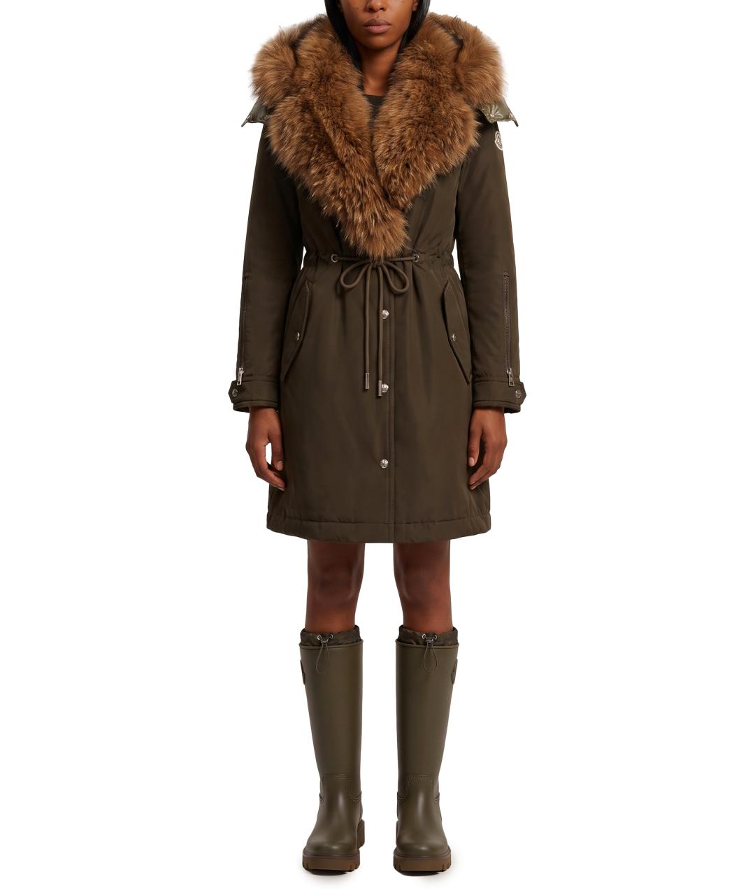 MONCLER Зеленая полиэстеровая парка, фото 1