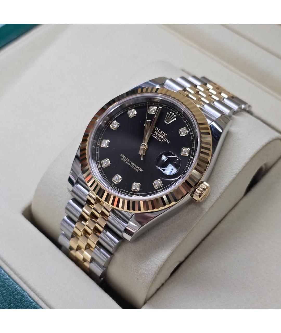 ROLEX Черные часы из желтого золота, фото 4