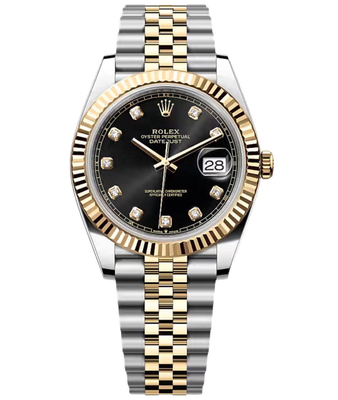 ROLEX Черные часы из желтого золота, фото 1