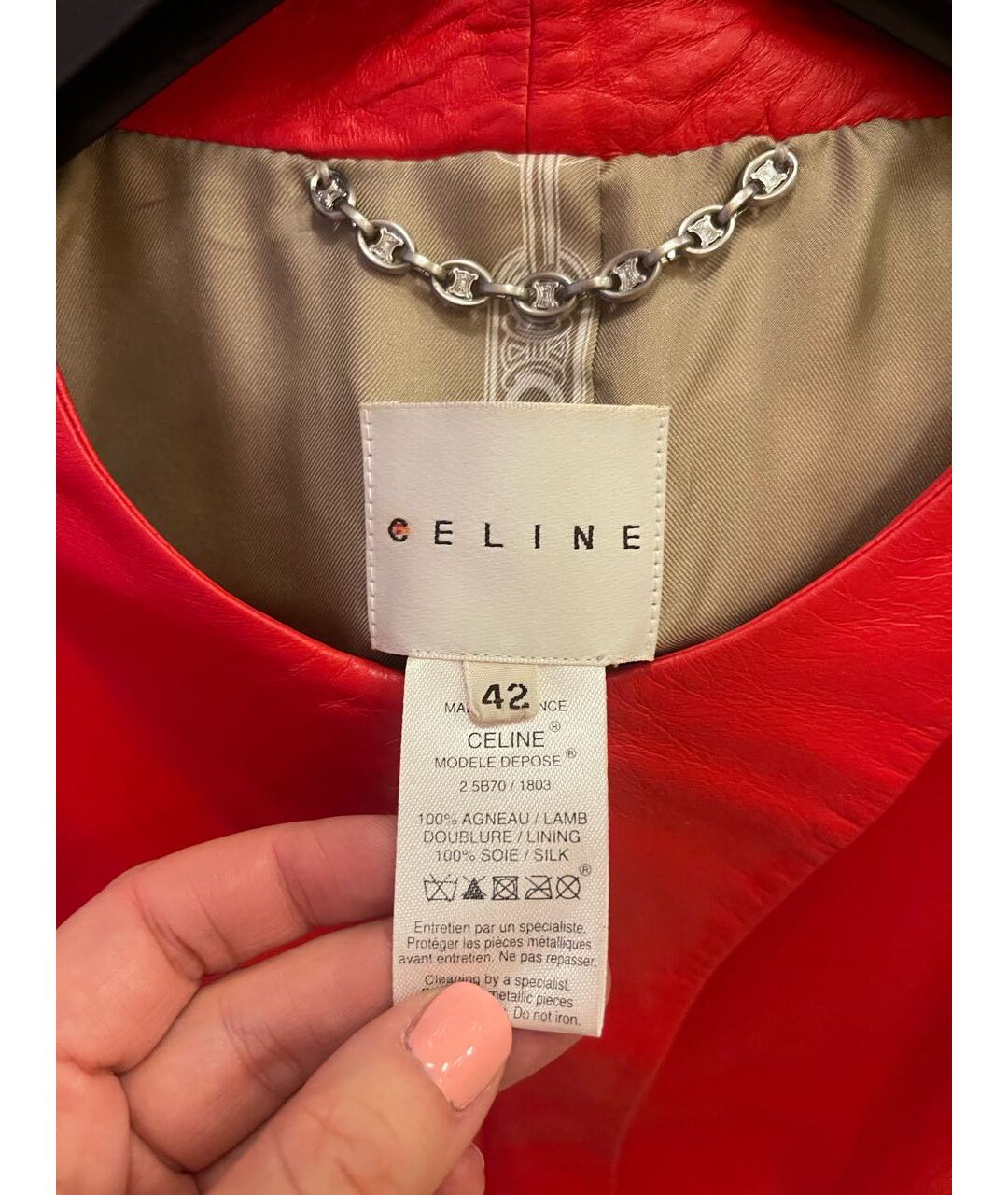 CELINE PRE-OWNED Красная кожаная куртка, фото 5