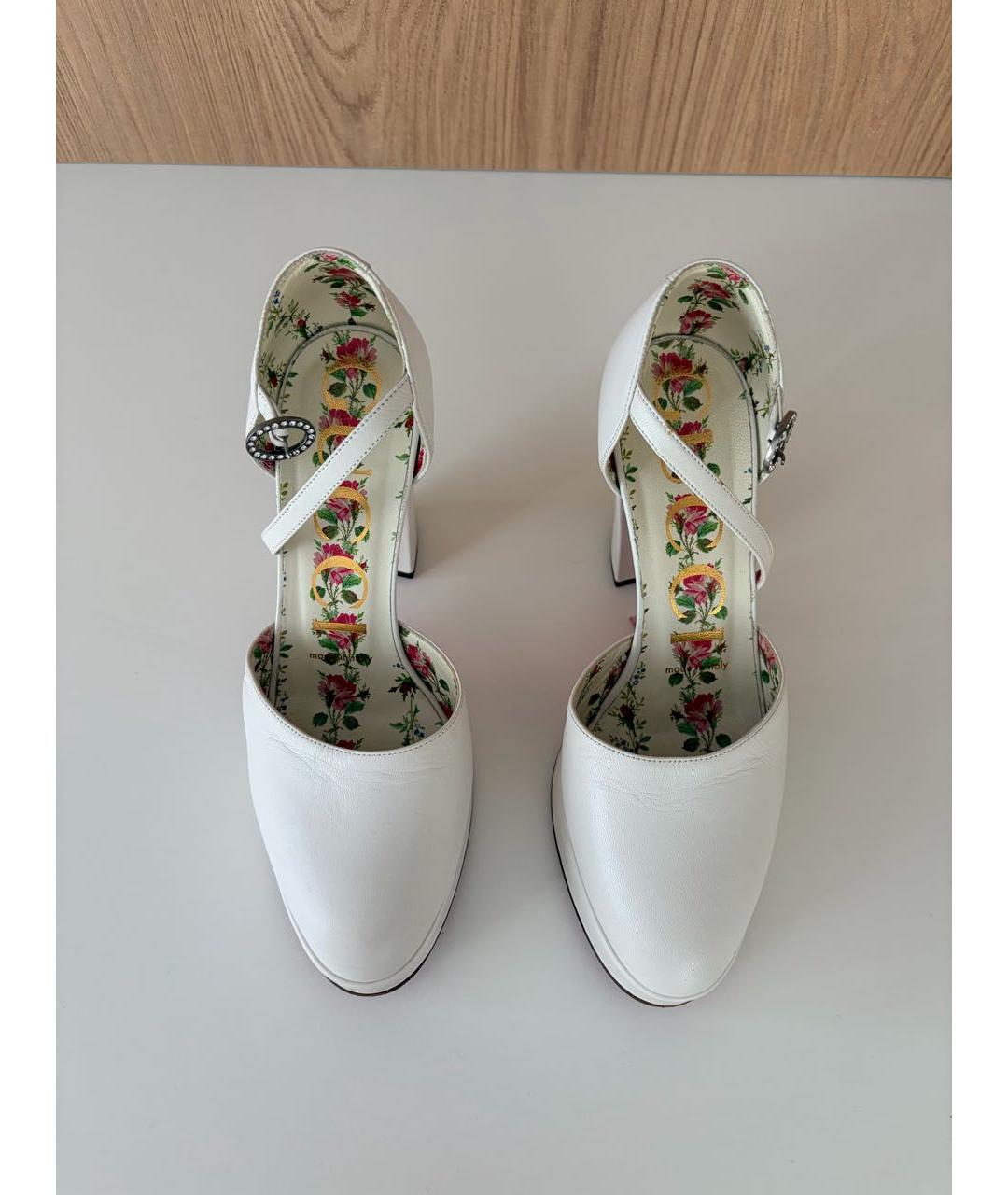 GUCCI Белые кожаные туфли, фото 2