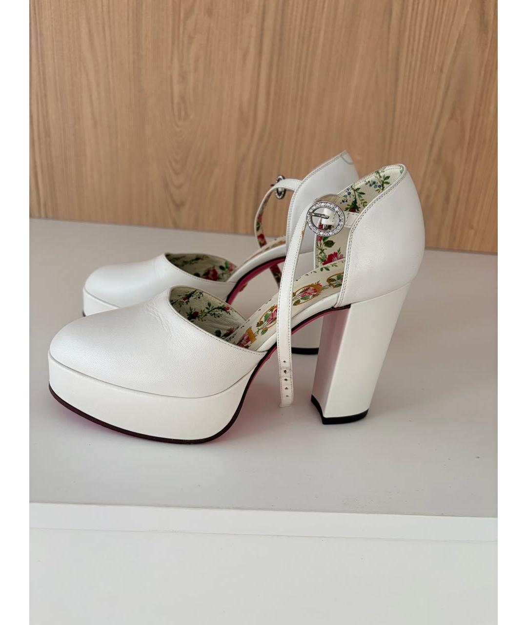 GUCCI Белые кожаные туфли, фото 5