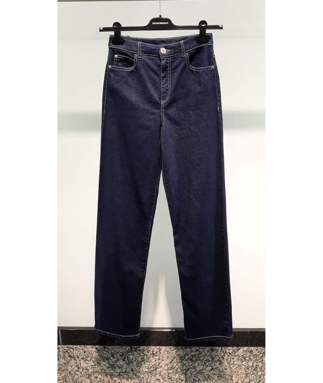 EMPORIO ARMANI Темно-синие хлопковые прямые джинсы, фото 3