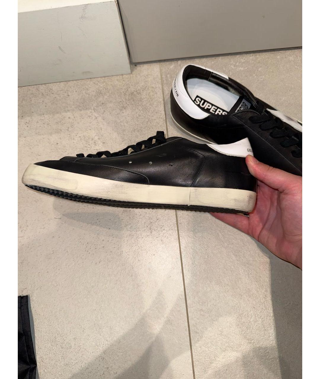 GOLDEN GOOSE Черные кожаные низкие кроссовки / кеды, фото 4