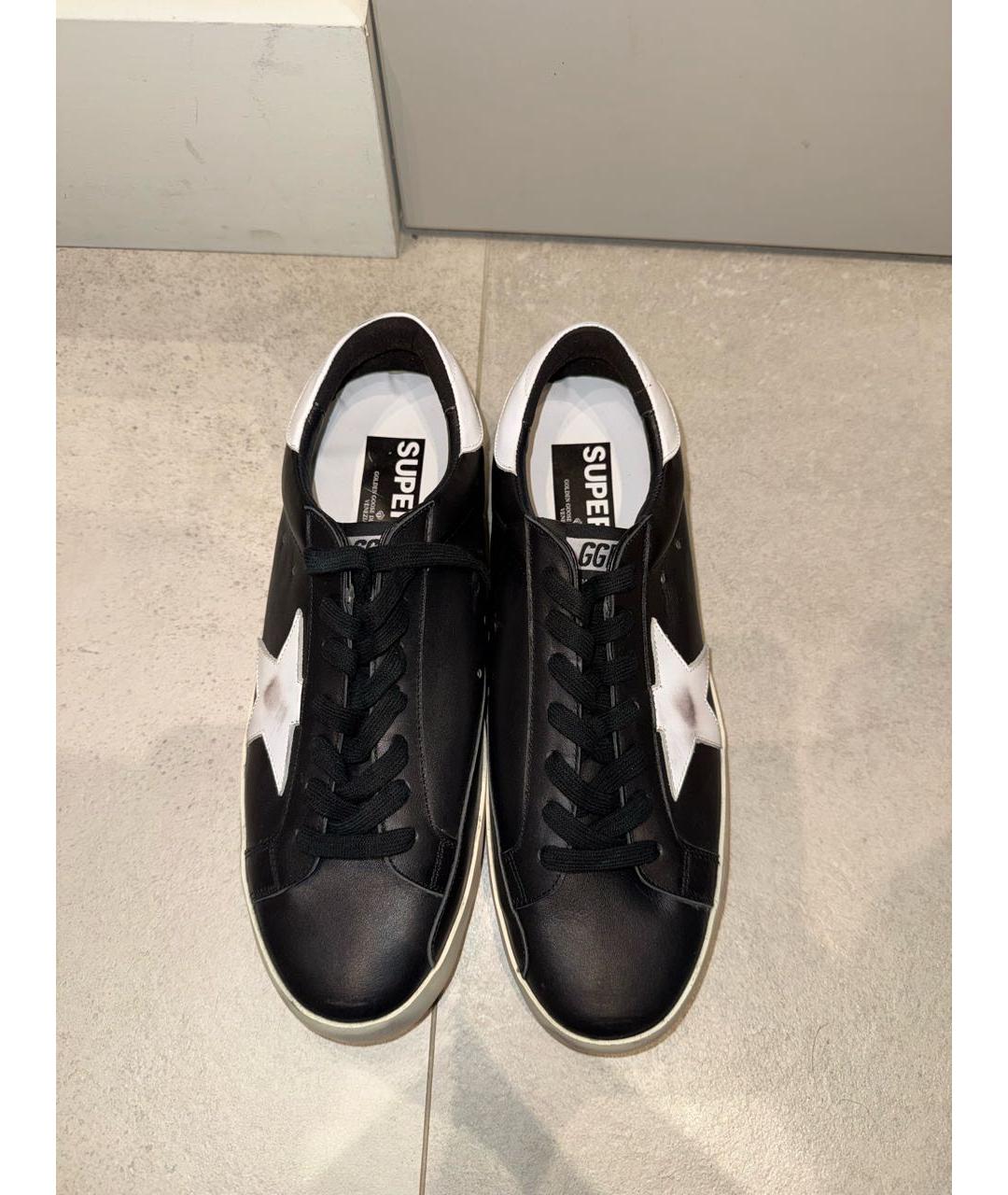 GOLDEN GOOSE Черные кожаные низкие кроссовки / кеды, фото 2