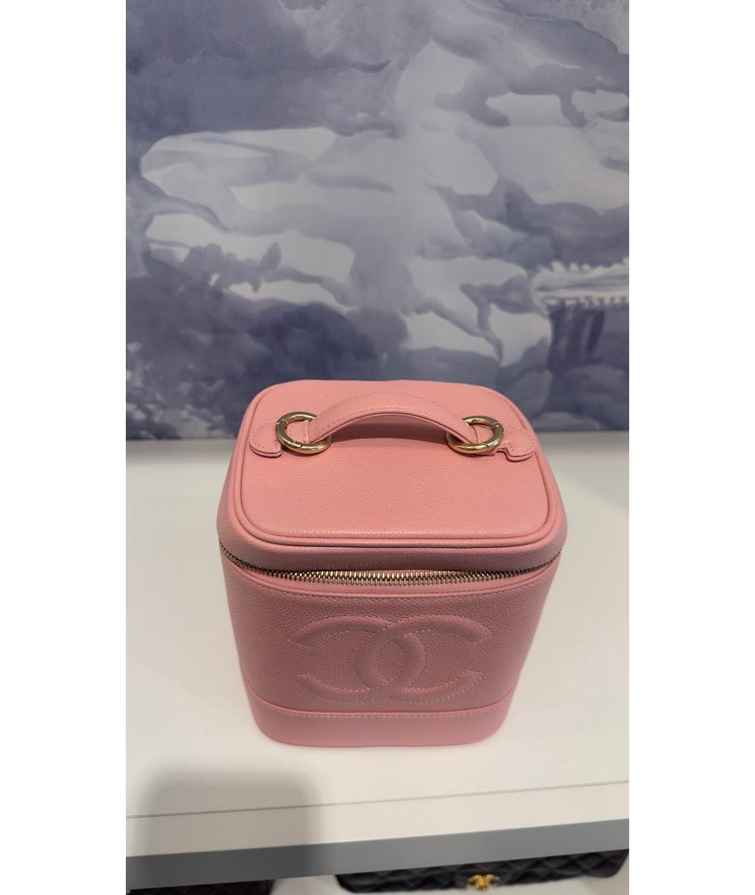 CHANEL Коралловая кожаная сумка с короткими ручками, фото 6