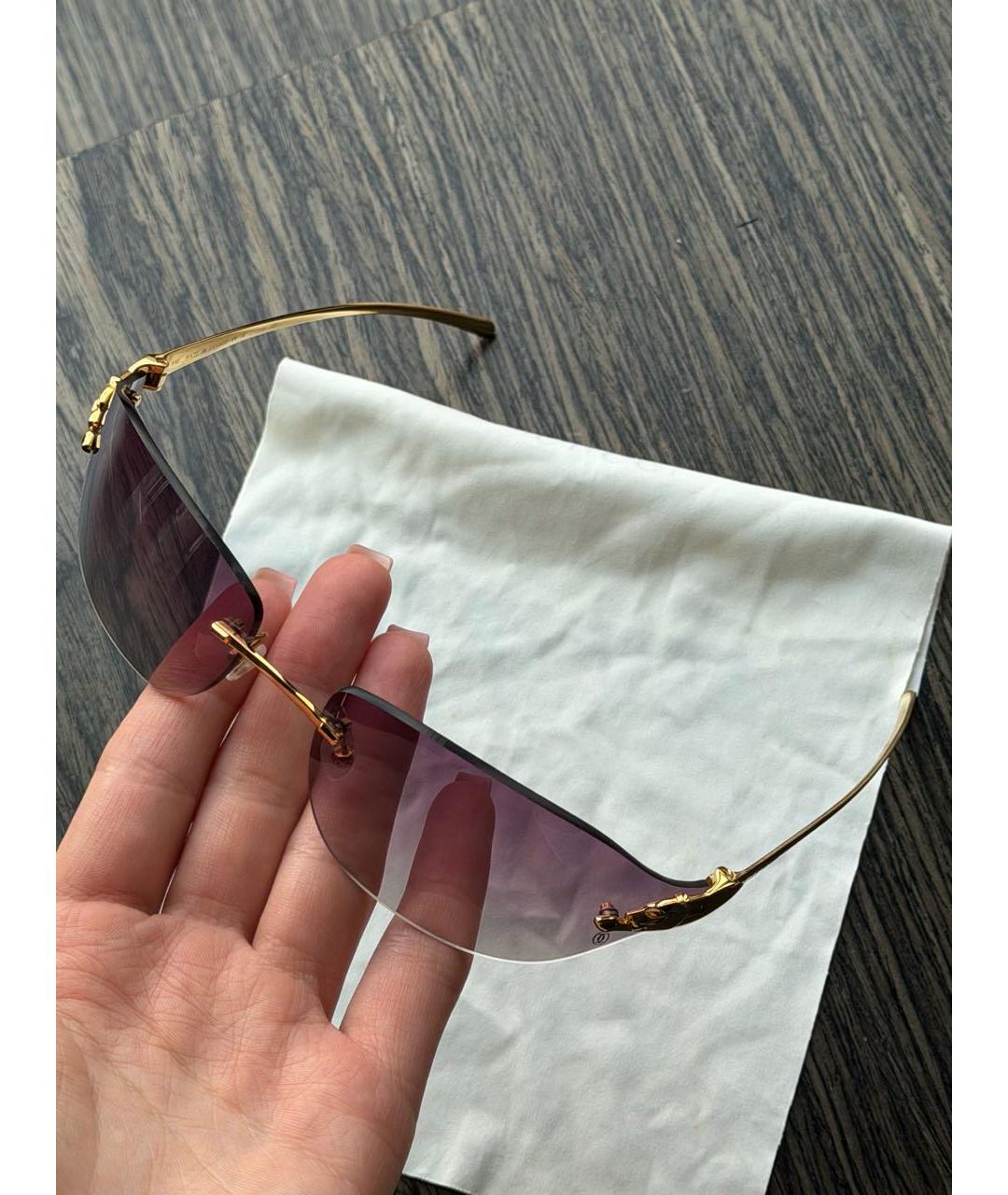 CARTIER Золотые металлические солнцезащитные очки, фото 3