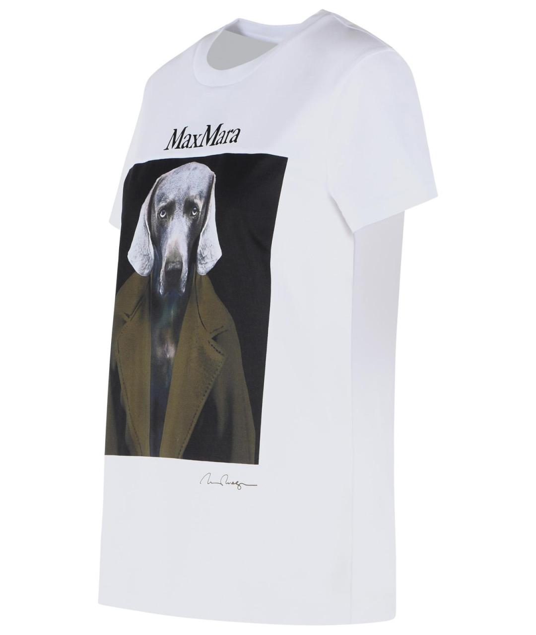 MAX MARA Белая хлопковая футболка, фото 2