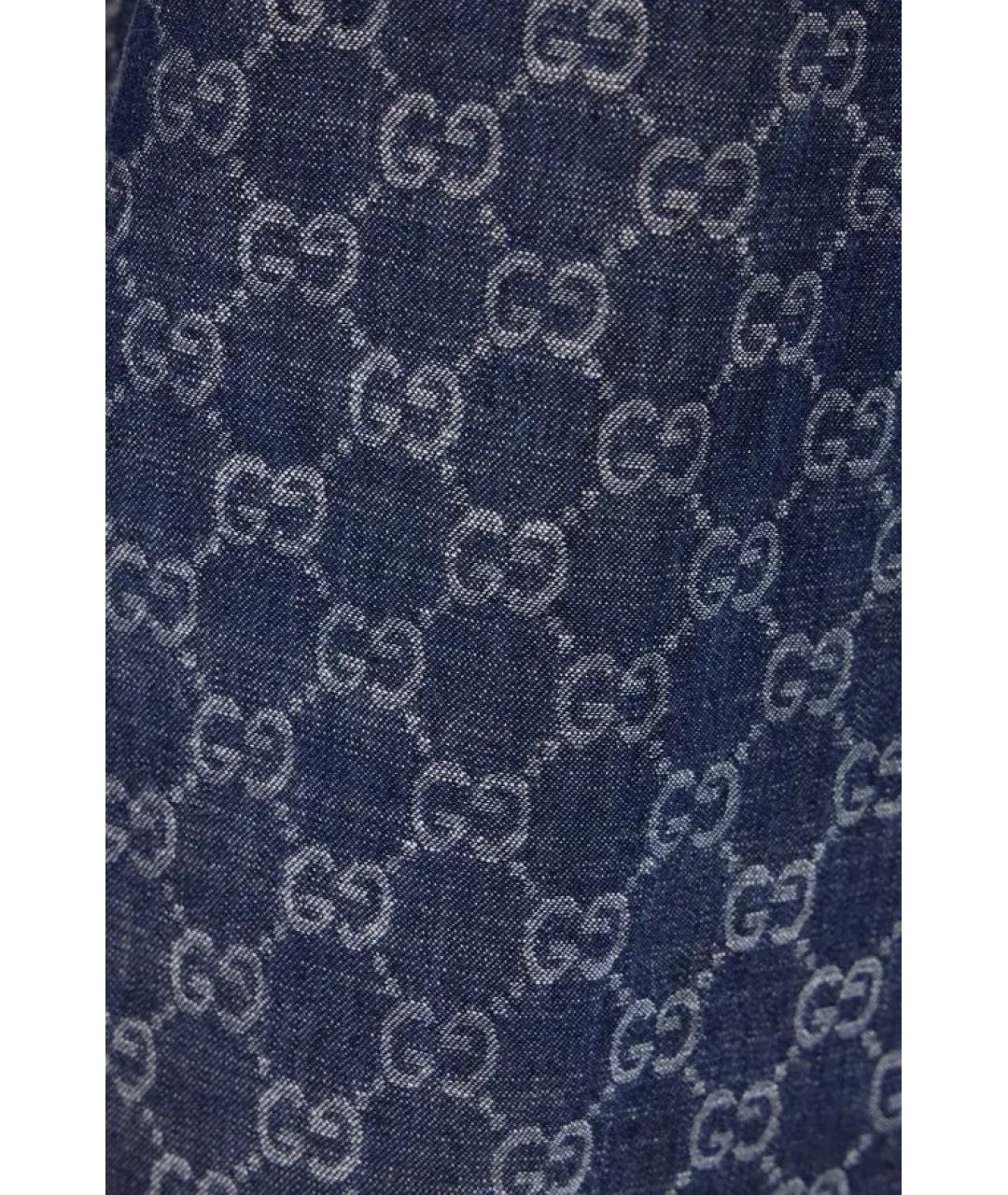 GUCCI Синие хлопковые прямые брюки, фото 3