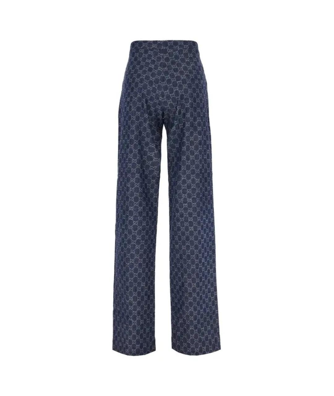 GUCCI Синие хлопковые прямые брюки, фото 2