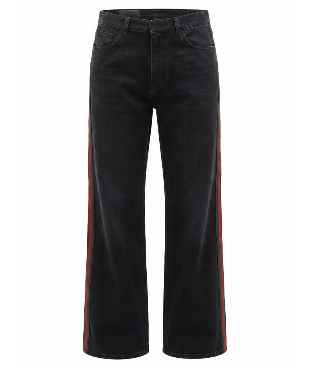 GUCCI Черные хлопковые прямые джинсы, фото 1