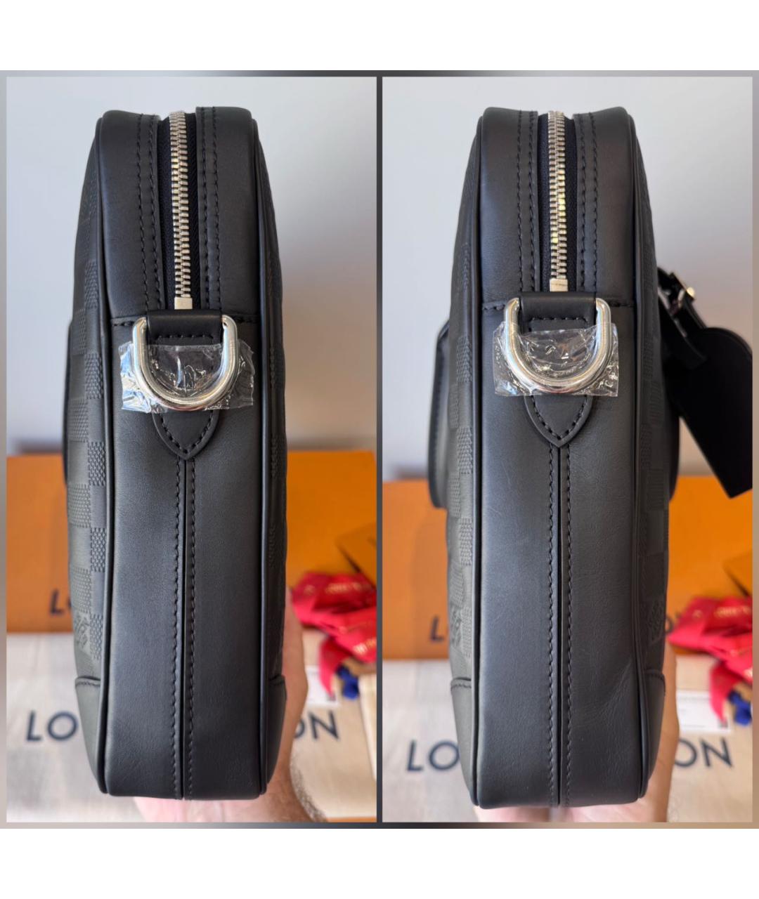 LOUIS VUITTON Черный кожаный портфель, фото 6