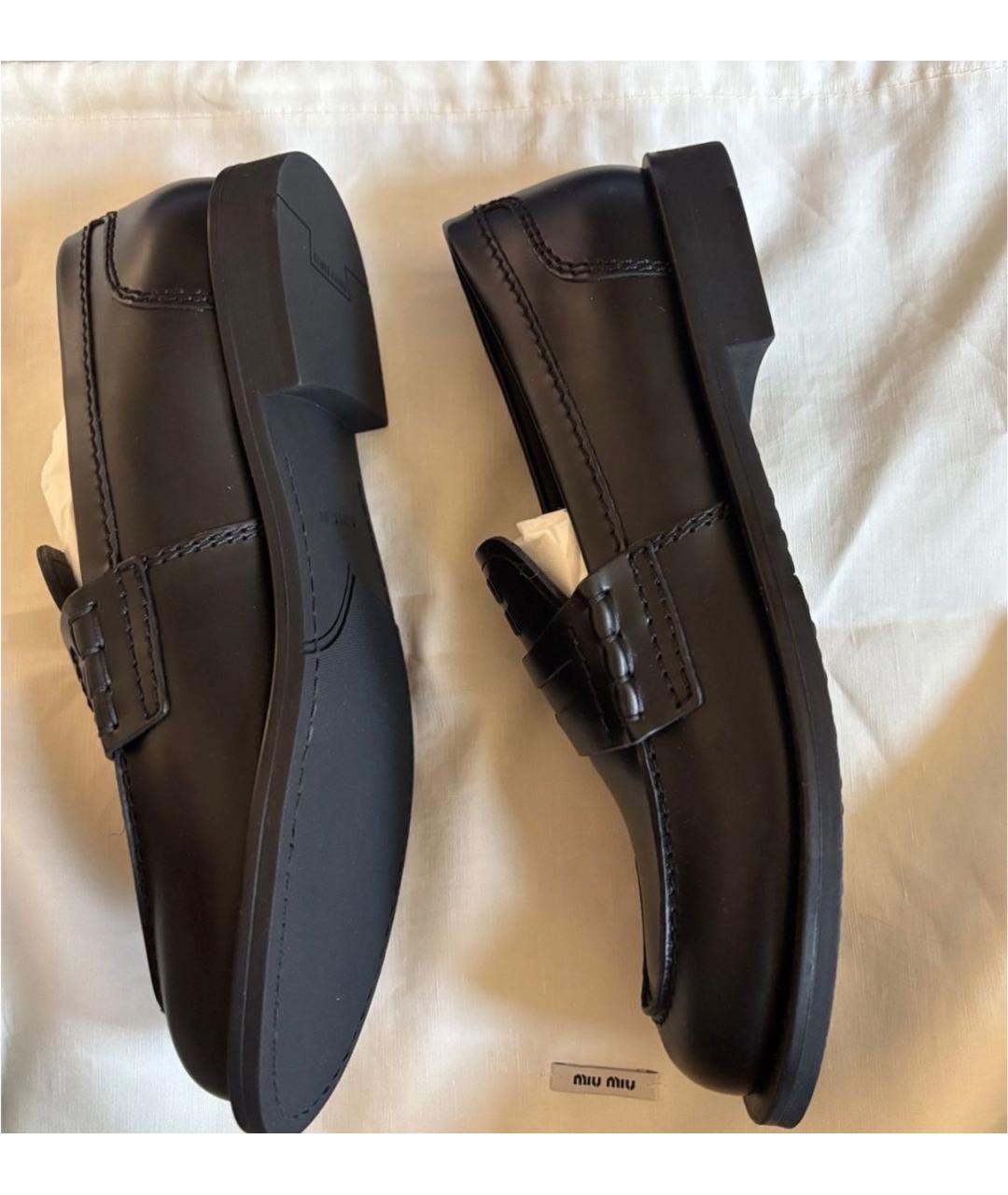 MIU MIU Черные кожаные лоферы, фото 4