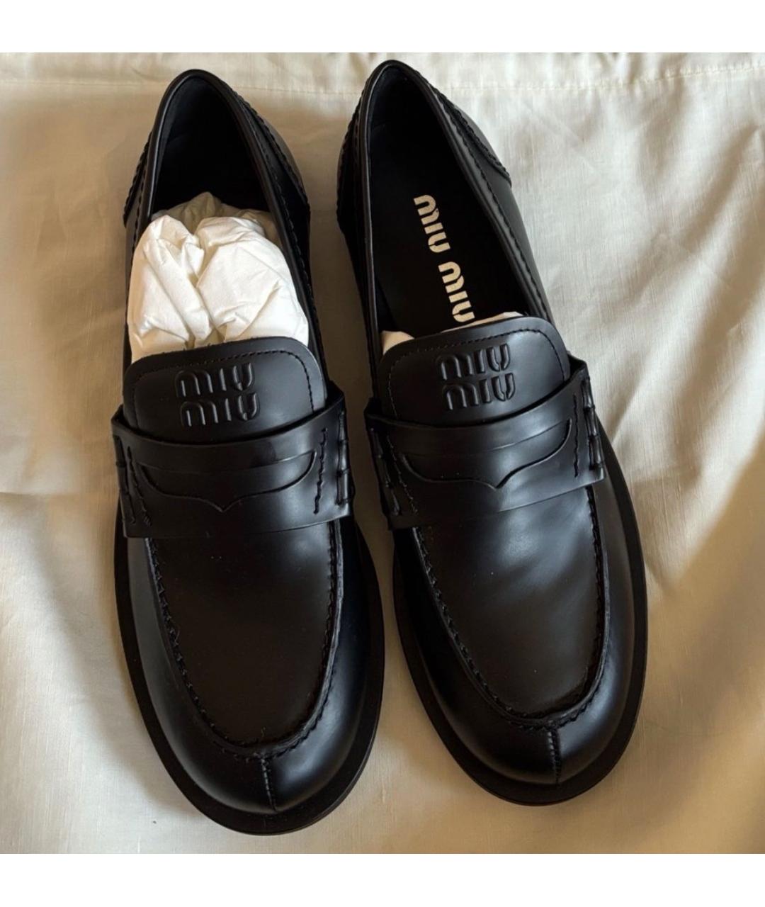 MIU MIU Черные кожаные лоферы, фото 3