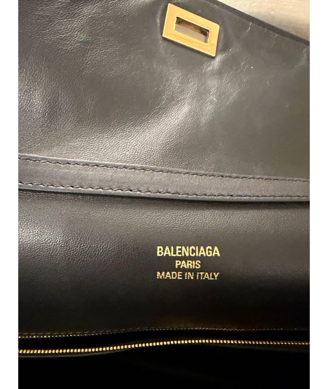 BALENCIAGA Черная кожаная сумка тоут, фото 4