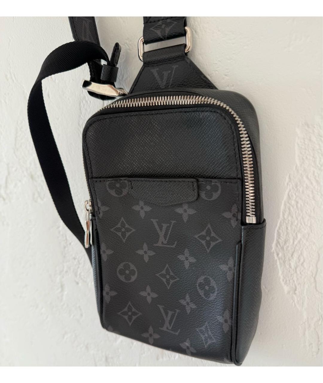 LOUIS VUITTON Антрацитовая барсетка из канвы, фото 2