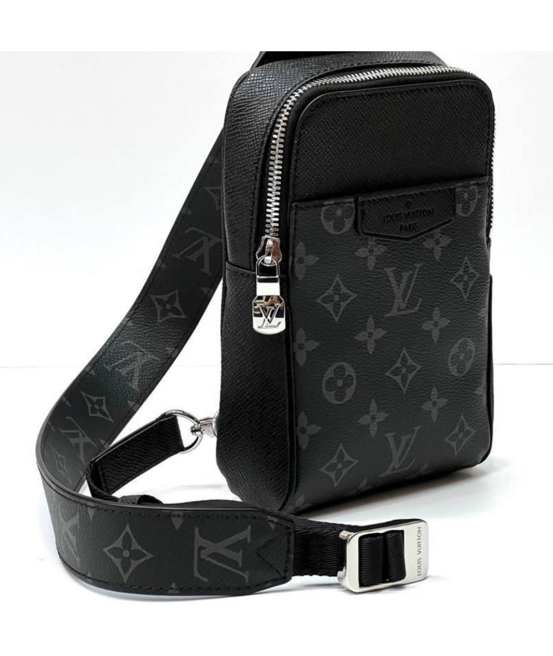 LOUIS VUITTON Антрацитовая барсетка из канвы, фото 3