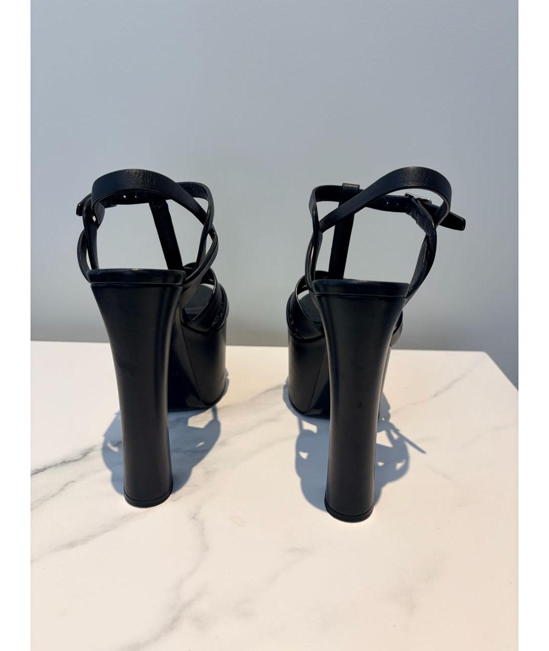 SAINT LAURENT Черные кожаные босоножки, фото 3