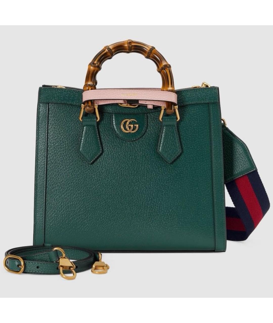 GUCCI Зеленая кожаная сумка тоут, фото 9